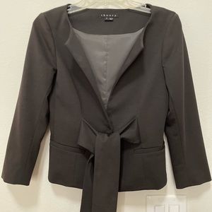 Theory cropped blazer jacket with tie belt attached.